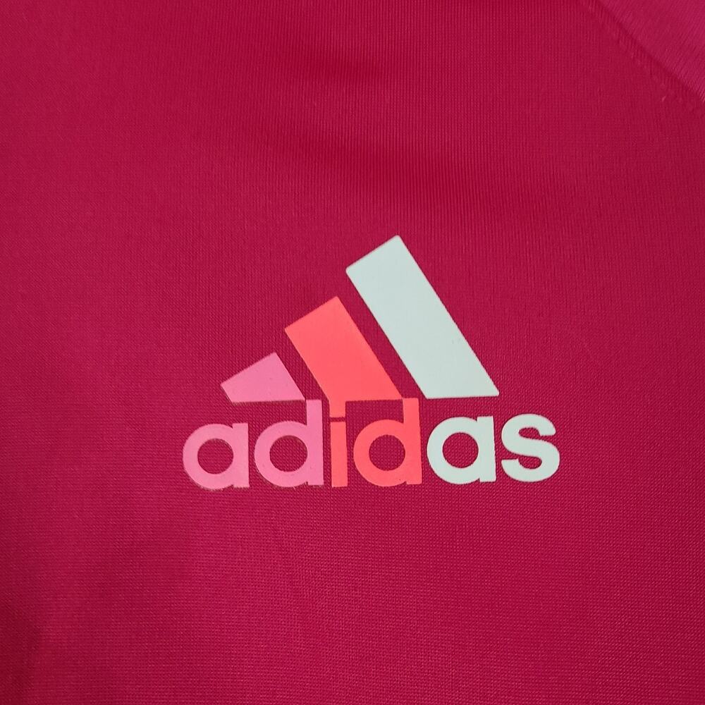 Adidas Jacket Women Medium Pink Climalite Windbreaker Full Zip Long Sleeves M - Picture 2 of 8